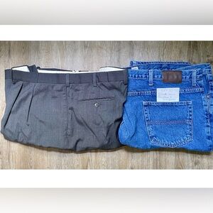 2 pairs men’s big & tall 52x30 Izod Classic Fit jeans, Roundtree & Yorke pants